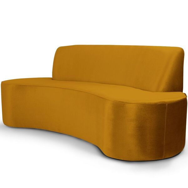 Sofá 4 Lugares Sala De Estar 260 Cm Bélgica Veludo Mostarda G