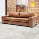 Sofá 4 Lugares Sala De Estar Pés Madeira Aisla 240 Cm Couro C