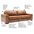 Sofá 4 Lugares Sala De Estar Pés Madeira Aisla 240 Cm Couro C