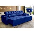 Sofá 4 Lugares Smart 262cm Retrátil Carregamento Usb Azul