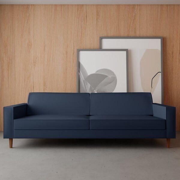 Sofá 4 Lugares Square Living Contemporâneo Azul Jeans