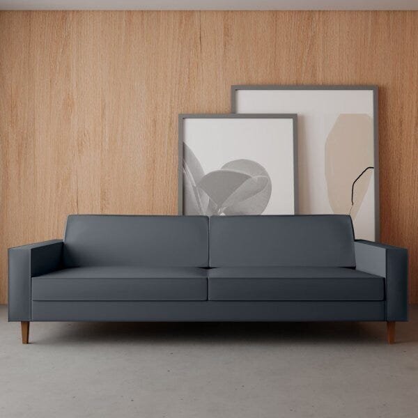 Sofá 4 Lugares Square Living Contemporâneo Cinza Claro/cinza