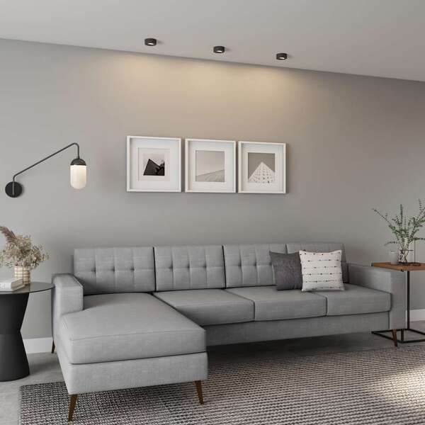 Sofá 4 Lugares Surprised Com Chaise Esquerdo Pé Palito Linho