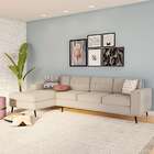 Sofá 4 Lugares Surprised Com Chaise Esquerdo Pé Palito Linho