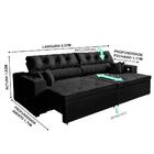 Sofá 5 Lugares 3,02 M Preto Retrátil Tecnologia Usb