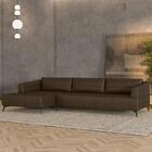 Sofá 5 Lugares 346cm Com Chaise Esquerdo Eko Couro Castanho Z