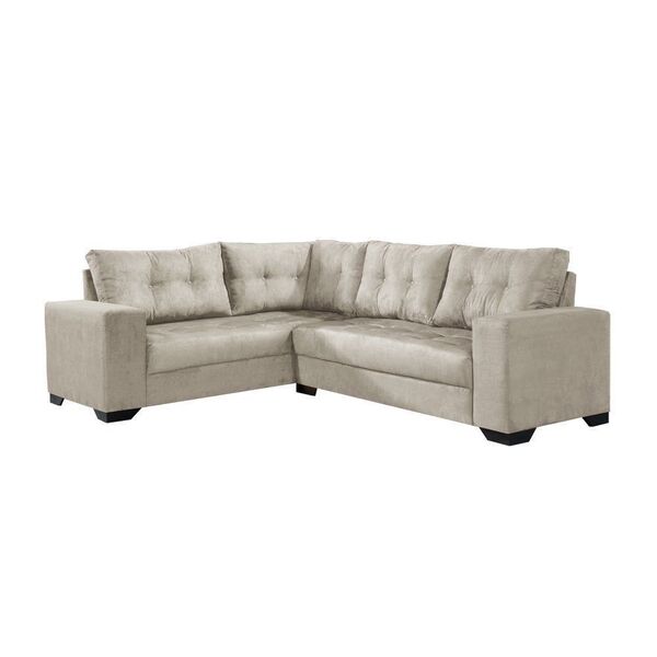 Sofá 5 Lugares Bia De Canto Suede Areia G30 - Império Estofad