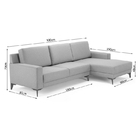 Sofá 5 Lugares com Chaise Cinza 300cm Aurora