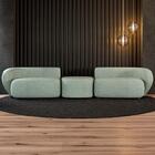 Sofá 5 Lugares Com Puff 382cm Orgânico Lyor Linho Verde Z55 -