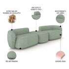 Sofá 5 Lugares Com Puff 382cm Orgânico Lyor Linho Verde Z55 -