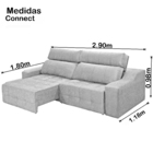 Sofá 5 Lugares Connect Retrátil E Reclinável Pena -