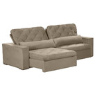 Sofá 5 Lugares Curitiba Retrátil E Reclinável Veludo Bege