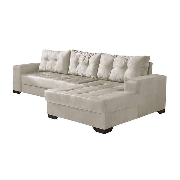 Sofá 5 Lugares Dijon Com Chaise Direito Direito Suede Areia