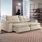 Sofá 5 Lugares Espanha Retrátil E Reclinável 290cm Bege Claro