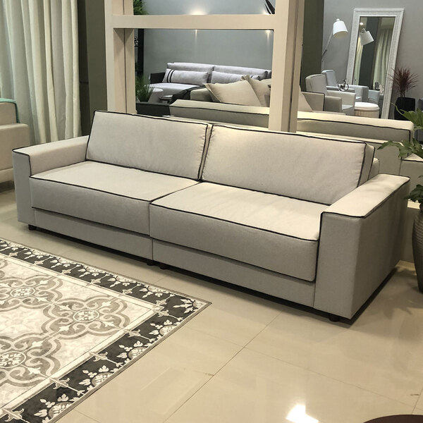 Sofá 5 Lugares Fixo Oceano 280 Cm Pé Madeira Com Debrum Quadr