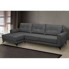 Sofá 5 Lugares Heros Com Chaise Esquerdo Veludo Chumbo