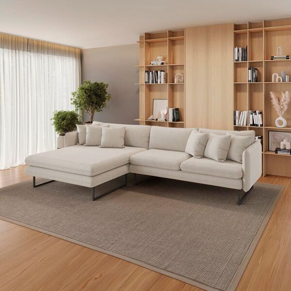 Sofá 5 Lugares Linho 92cm X 284cm Ricco Cru