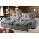 Sofá 5 Lugares Máximo Retrátil E Reclinável 2,90m Suede Cinza