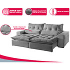 Sofá 5 Lugares Máximo Retrátil E Reclinável 2,90m Suede Cinza