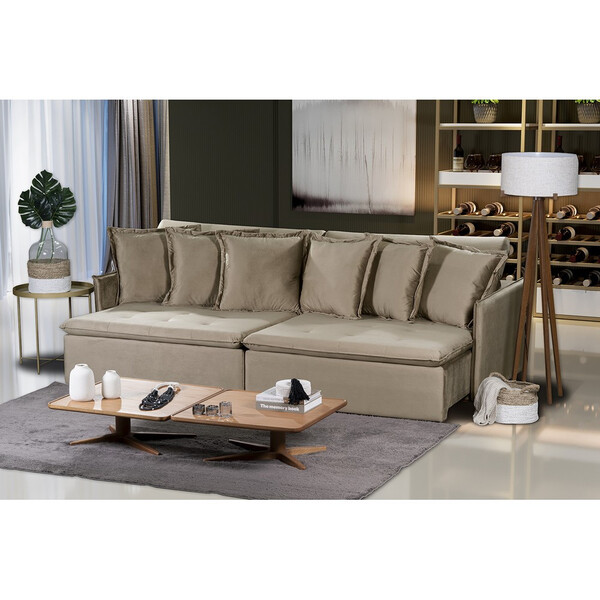 Sofá 5 Lugares Modular Olinda 2.90 Mt Com Molas Retrátil E Re