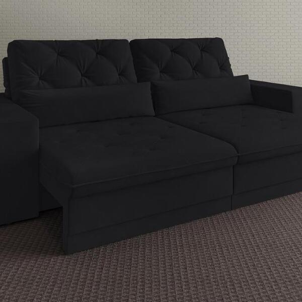 Sofá 5 Lugares Net Royale Assento Retrátil E Reclinável Preto