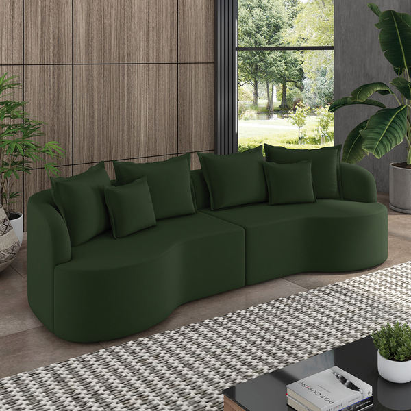 Sofá 5 Lugares Orgânico Living 290cm Mersa Veludo Verde K01 -