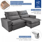 Sofá 5 Lugares Porto Retrátil E Reclinável Cinza - Celflex