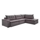 Sofá 5 Lugares Presidente Com Chaise Direito Veludo Cinza 316