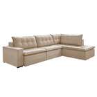 Sofá 5 Lugares Presidente Com Chaise Direito Veludo Marfim 36