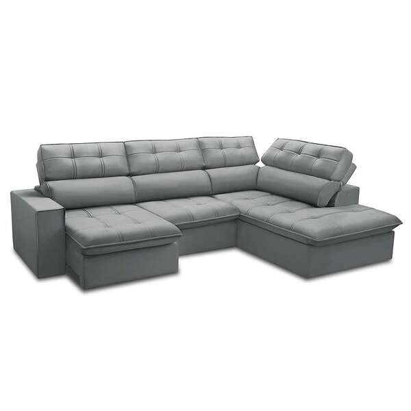 Sofá 5 Lugares Retrátil E Reclinável Arezzo Com Chaise Direit