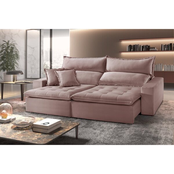 Sofá 5 Lugares Retrátil E Reclinável Bella Rosa