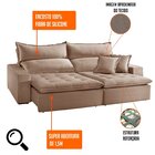 Sofá 5 Lugares Retrátil E Reclinável Bella Veludo Bege