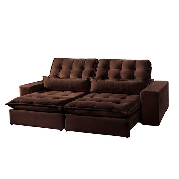 Sofá 5 Lugares Retrátil E Reclinável Bruna 2.90m Veludo Móvei