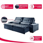 Sofá 5 Lugares Retrátil E Reclinável Elegance 2.90m Veludo Az