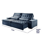 Sofá 5 Lugares Retrátil E Reclinável Elegance 2.90m Veludo Az