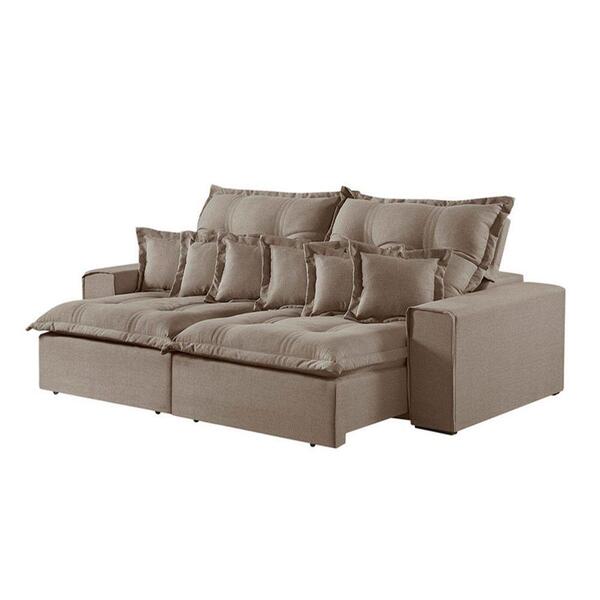 Sofá 5 Lugares Retrátil E Reclinável Linho M-144 Martins Bege