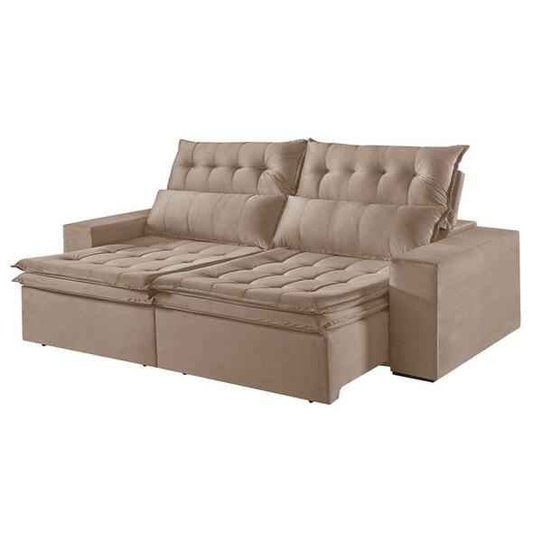 Sofá 5 Lugares Retrátil E Reclinável Martins M-118 Veludo Bege