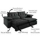 Sofá 5 Lugares Retrátil E Reclinável Mônaco Veludo Com Molas