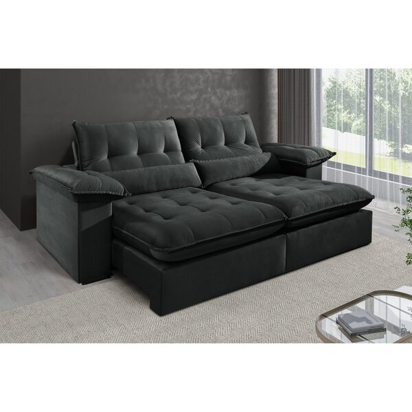 Sofá 5 Lugares Retrátil E Reclinável Mônaco Veludo Com Molas