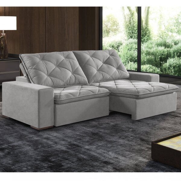 Sofá 5 Lugares Retrátil E Reclinável Trento  Prata