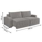 Sofá 5 Lugares Retrátil Línea Veludo Cinza Claro 290cm