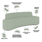 Sofá 5 Lugares Sala De Estar Cancún D02 Linho Verde 300 Cm D-