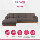 Sofá 6 Lugares 294 Cm Moca Rústico Retrô Com Chaise Pé Palito