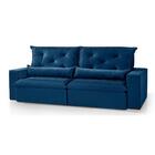 Sofá 6 Lugares Retrátil E Reclinável Molas Espuma Soft Azul