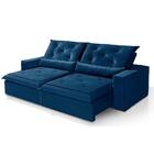Sofá 6 Lugares Retrátil E Reclinável Molas Espuma Soft Azul