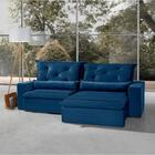 Sofá 6 Lugares Retrátil E Reclinável Molas Espuma Soft Azul