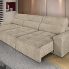Sofá 6 Lugares Roma Retrátil E Reclinável Suede Amassado -