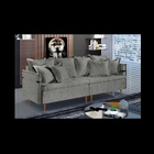 Sofá  3 Lugares Almofada Solta Base Madeira Linho Cinza Medio