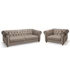 Sofá + Poltrona Chesterfield Arte Estofados Viena Sued Bege