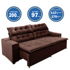 Sofá  Concept 200cm Retrátil Com Molas Marrom - Ws